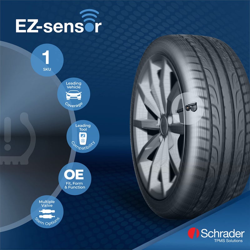 Schrader TPMS Solutions مستشعر ضغط الإطارات القابل للبرمجة من شرايدر 33500 EZ-Sensor SKU واحد (314.9 ميغاهرتز، 315 ميغاهرتز، و433 ميغاهرتز) صمام ثابت بزاوية مثبتة، يتطلب البرمجة قبل التثبيت - Image 2